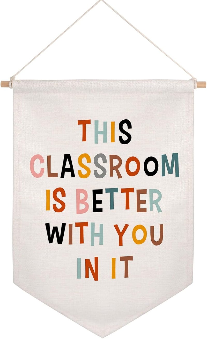 OFlyDesigns This Classroom Is Better With You In It Pennant Flag, Classroom Decor Pennants, Welcome Hanging Flag, Classroom Decor, Classroom Sign, Teacher Sign, Classroom Garden Flag, Back To School Decor - Image 1